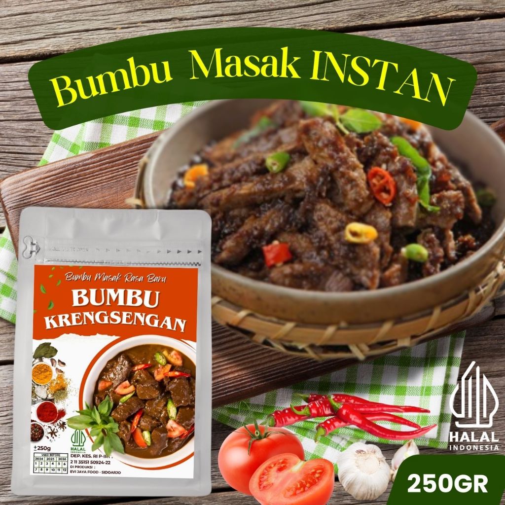 

Bumbu Basah Instan Rasa Bumbu KRENGSENGAN, Kemasan 250gr Bumbu Masak Praktis Siap Pakai