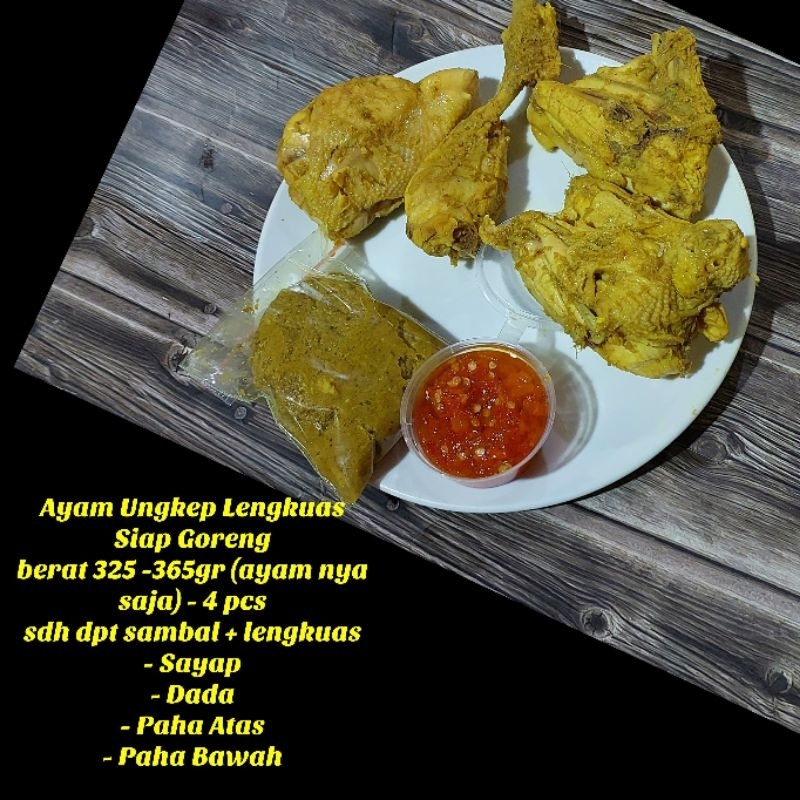 

Ayam Ungkep Lengkuas setengah ekor + sambal ayam siap goreng