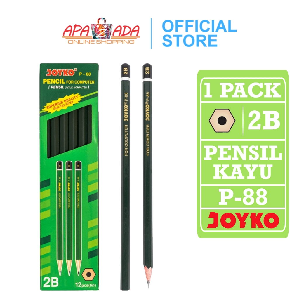 

Apazada - Pensil 2B [1 Pack - 12 Pcs Pensil] / Pensil Joyko For Computer / Pensil Kayu P-88