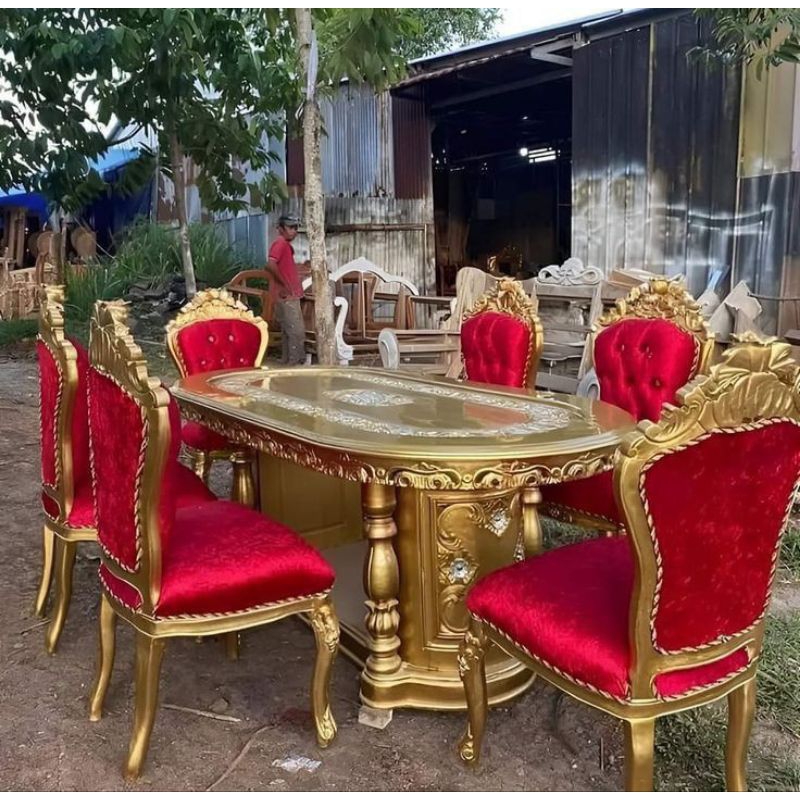 Meja makan kursi jati ukir mewah jepara kursi 4/6