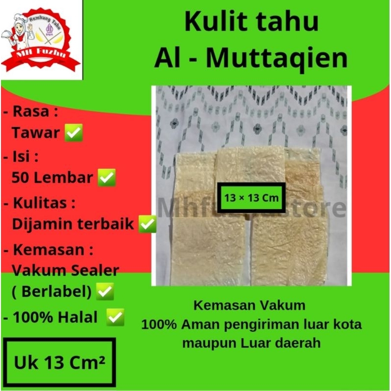 

[Termurah] Kulit tahu Tawar Uk 13 × 13 cm persegi MUI Halal