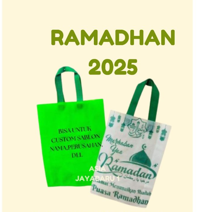 

1 LUSIN - Goodie Bag Handle Lipatan Samping edisi RAMADHAN VER 2025 UK 30X40X8 & UK 38X45X8 HARGA PERLUSIN (ISI 12PCS)