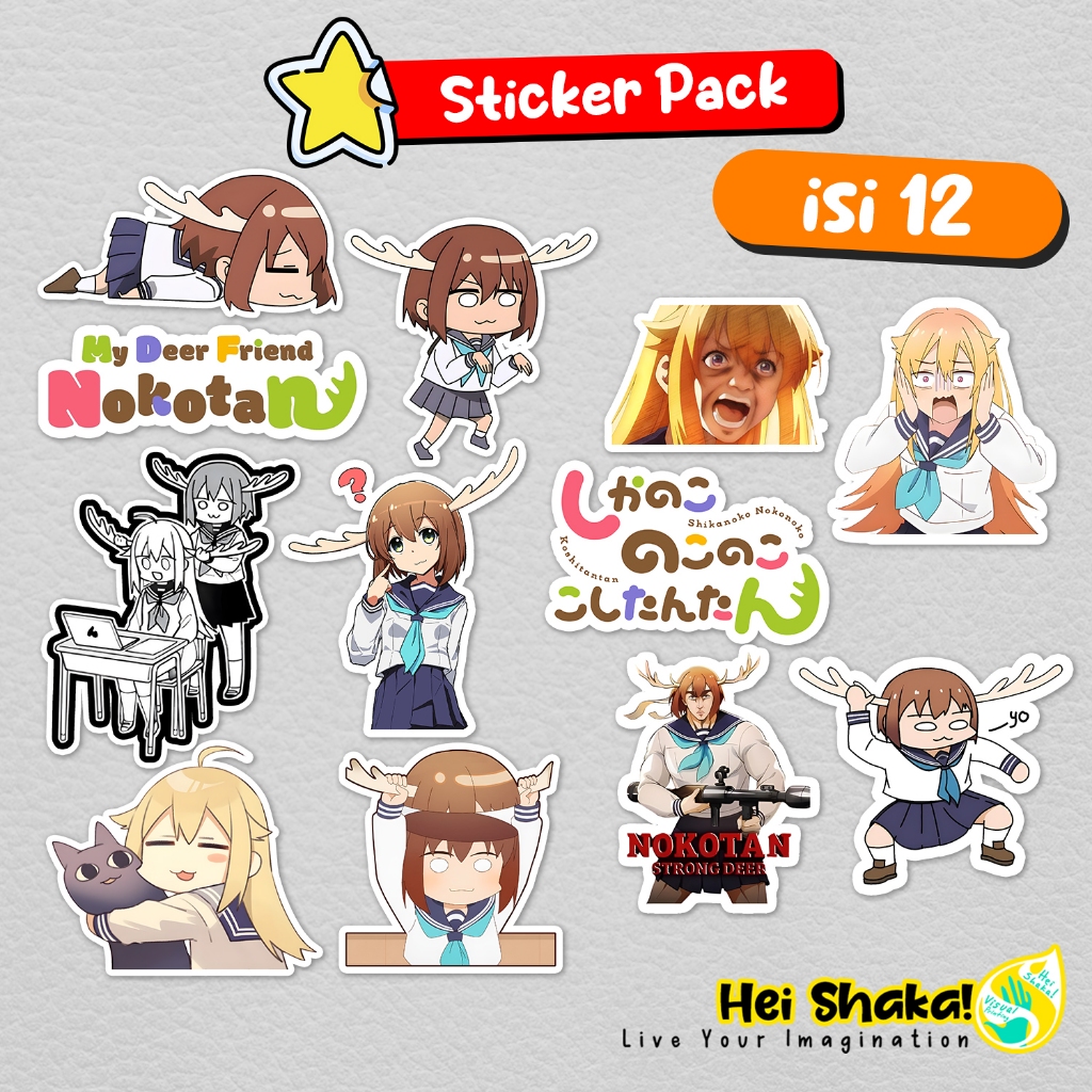 

Stiker Pack Shikanoko Nokonoko Koshitantan Isi 12 Pcs Sticker Anime Manga My Deer Friend Nokotan Vinyl Anti Air