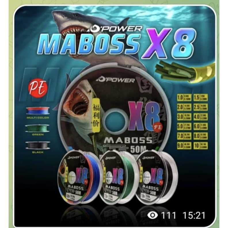 senar pancing pe power maboos x8 50m conecting
