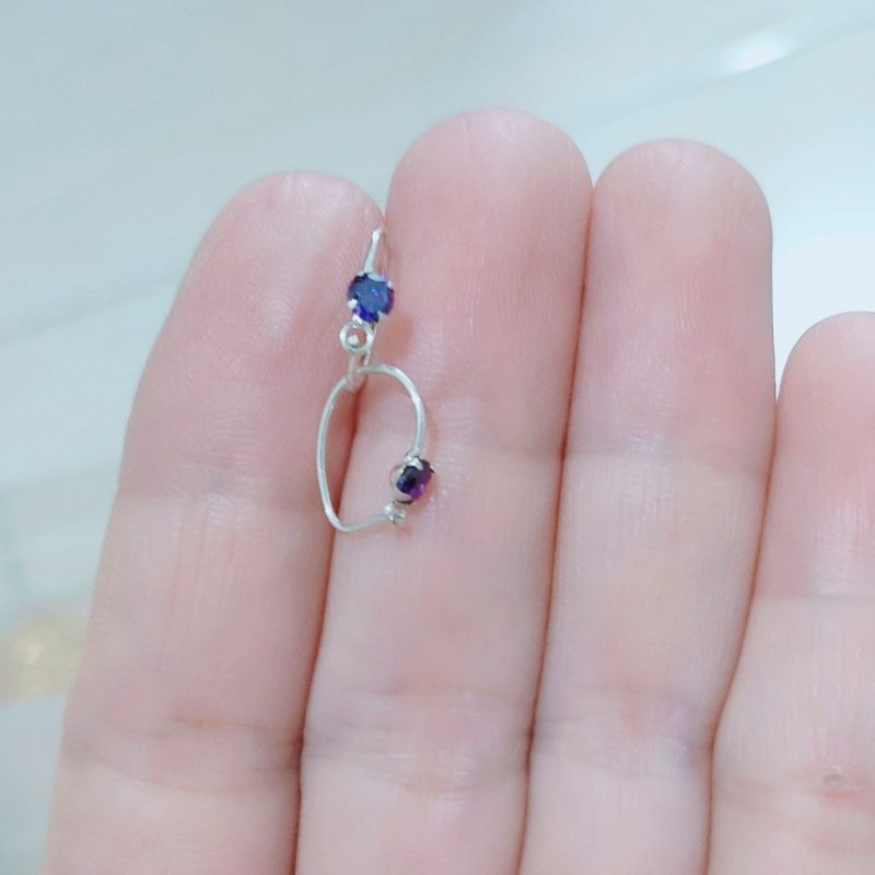 Anting Anak Kenif Mata Ungu Perak Asli 925