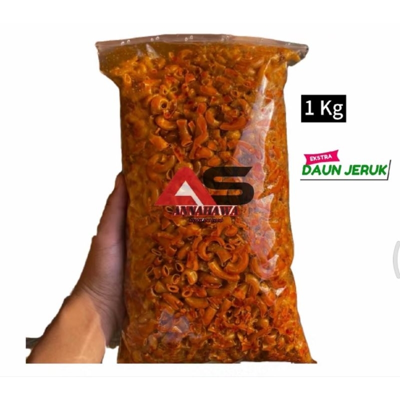 

Makaroni Bantat Pedas daun Jeruk Bawang Putih Kencur bumbu Seblak Kering Pedas Manis