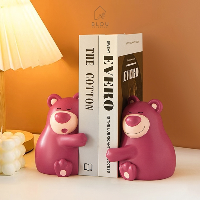 

Blou Bear Set Book Stand bookends Penahan Penahan Buku Desain Beruang Bear Lotso Lucu Unik Pink Keramik Dekorasi Meja Modern
