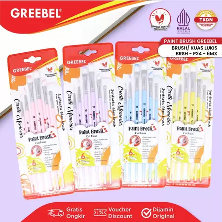 

TBMO GREEBEL KUAS LUKIS BRUSH PAINT ISI 6 BRSH-P24-6MX GB SCS
