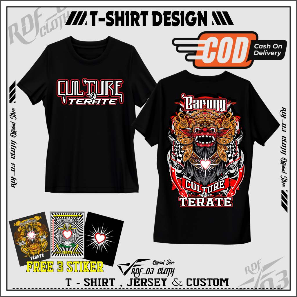KAOS PSHT | BARONG CULTURE TERATE | CUTTON COMBAT 24S | UKURAN S M L XL XXL XXXL