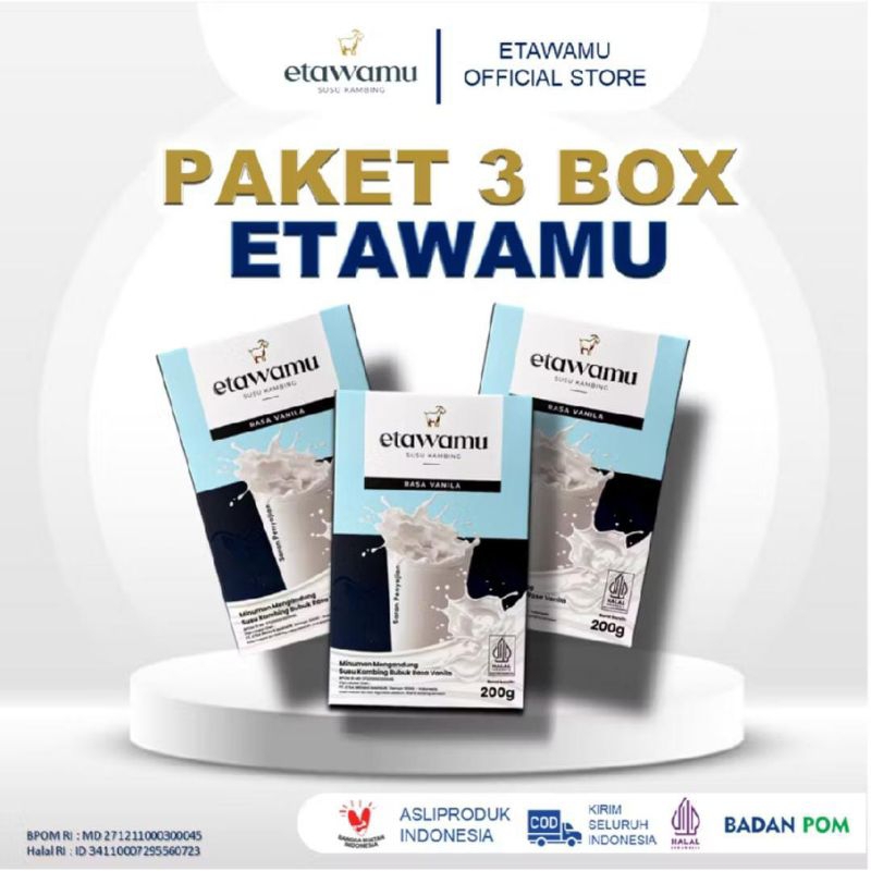 

Susu Kambing Etawamu Rasa Vanila 200gr paket 3 box