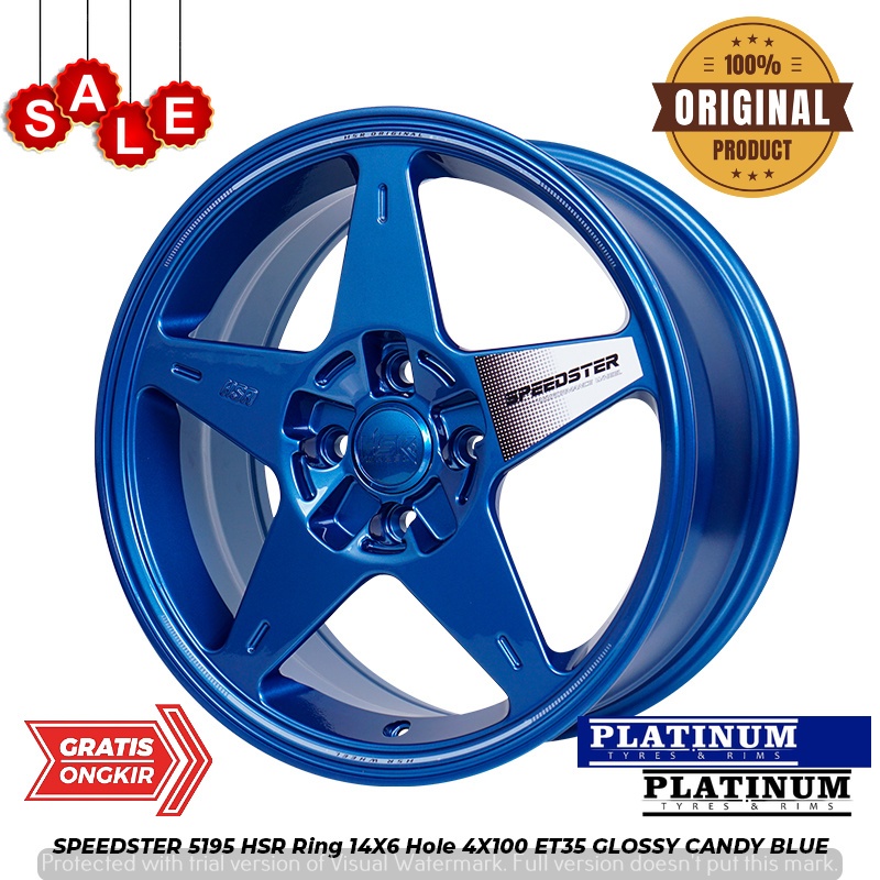 PROMO VELG MITSUBISHI LANCER RING 14 LEBAR 6 RATA GLOSSY CANDY BLUE