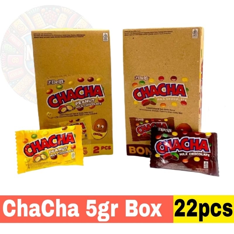 

Delfi Permen ChaCha 5gr Renteng Box isi 20 + 2 pcs Cha Cha Milk Chocolate / Peanut Chocolate