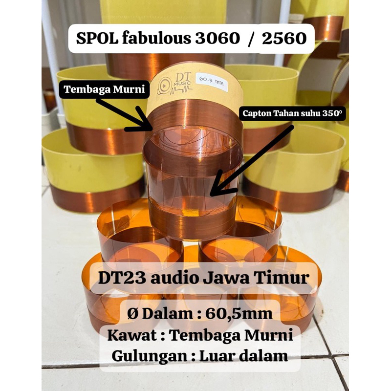 Spull Speaker Fabulous 10” 3060/2560 lilitan luar dalam / Spul Spool Voice Coil 60,5mm