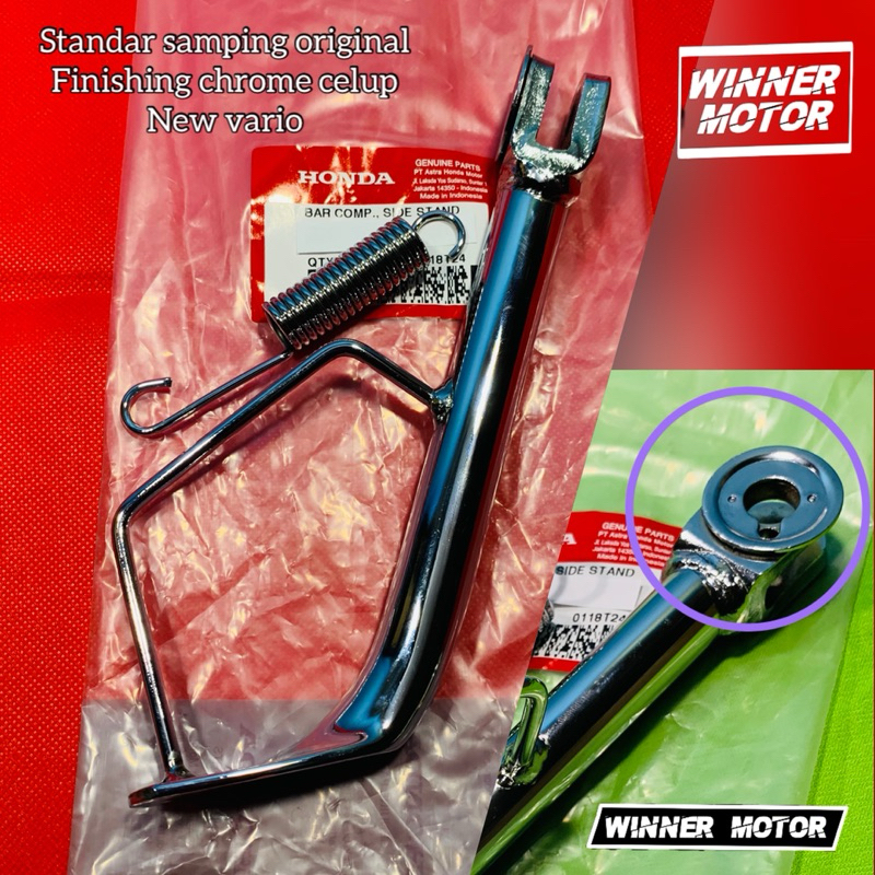 Standar Samping Satu CHROME New VARIO 125 150 K2V ring 14 dengan ring lubang sensor chroom