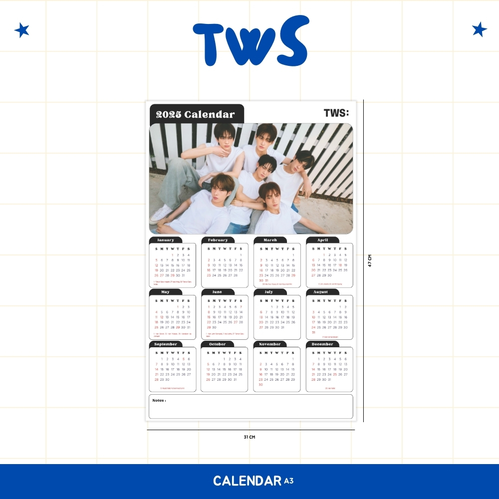 

2025 KALENDER TWS KPOP + LAMINASI 2SISI BIDAM IDOL KOREA BIAS MURAH UNOFFICIAL SAI DOHOON HANJIN JIHOON KYUNGMIN SHINYU YOUNGJAE READY STOCK !