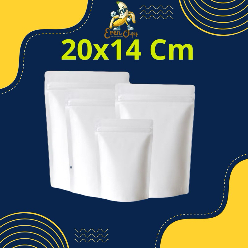 Standing Pouch Putih Polos Uk14x20 cm Full Metalize Foil Ziplock Plastik Klip Kemasan Sealer Makanan
