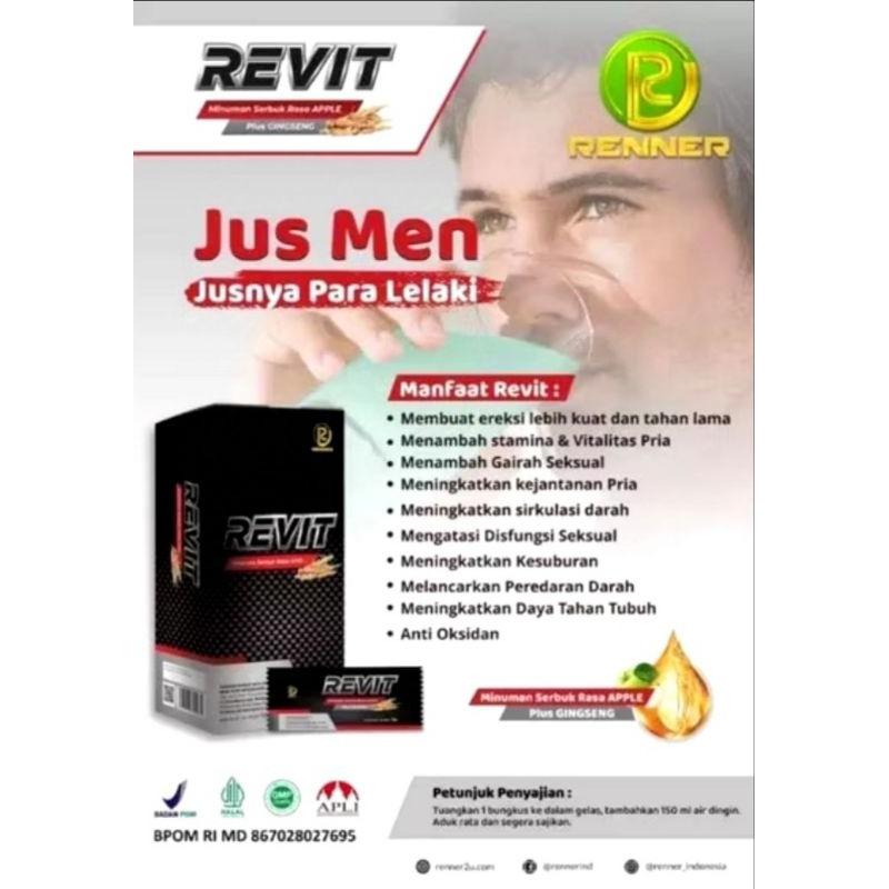 

Jus Revit by Renner Original 100% | Bergaransi | Pengiriman Cepat | Tidak PO | Jus Revit 1 Box 4 Sachet