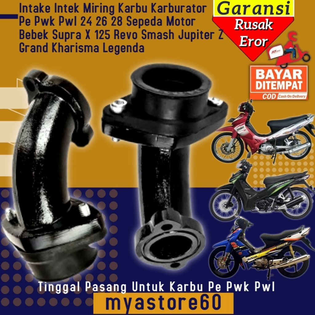 Intake Intek Manipul Maniful Manipol Miring Kanan Karbu Karburator Carburator PE PWK PWL 24 26 28 30