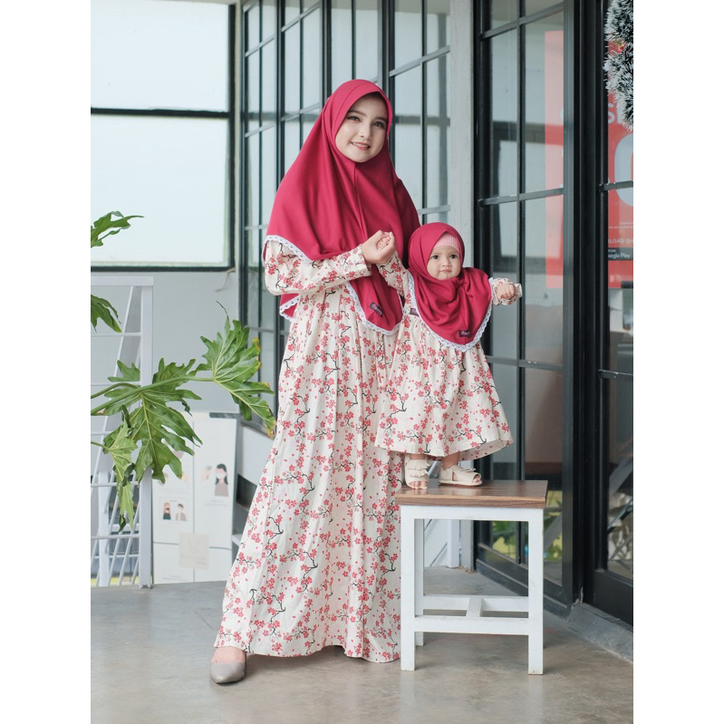 Salsabilla Gamis Anak Katun Jepang Alamanda Maroon Gamis original /Baju muslim bayi perempuan couple