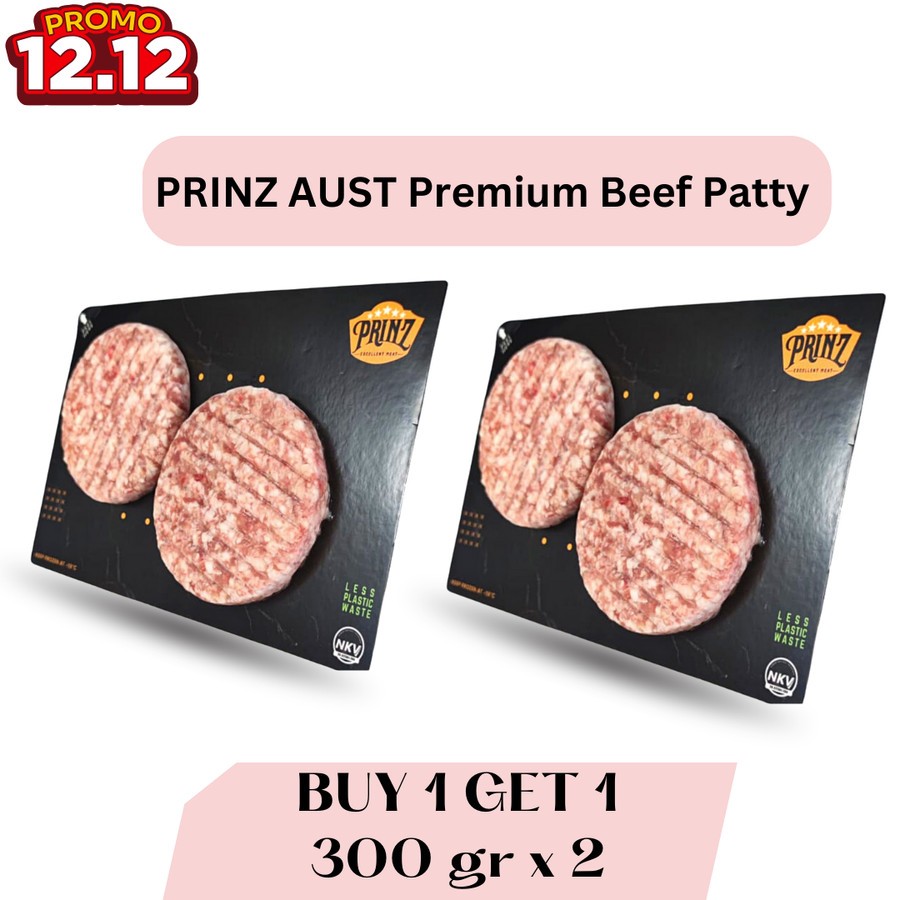 

BUY 1 GET 1 - PRINZ Skin Vacuumed Australian Premium Beef Patty 2pack x @300gr : 600gr