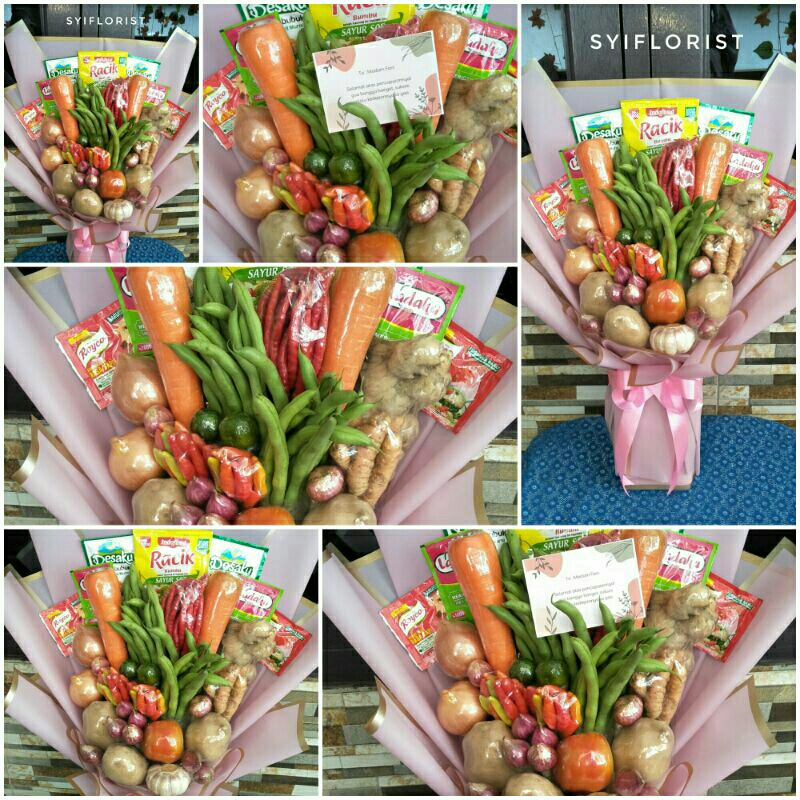 

BUKET SAYUR PAKAI BUMBU KEMASAN UNTUK HADIAH WISUDA, ULTAH, HARI IBU, HARI GURU, DLL