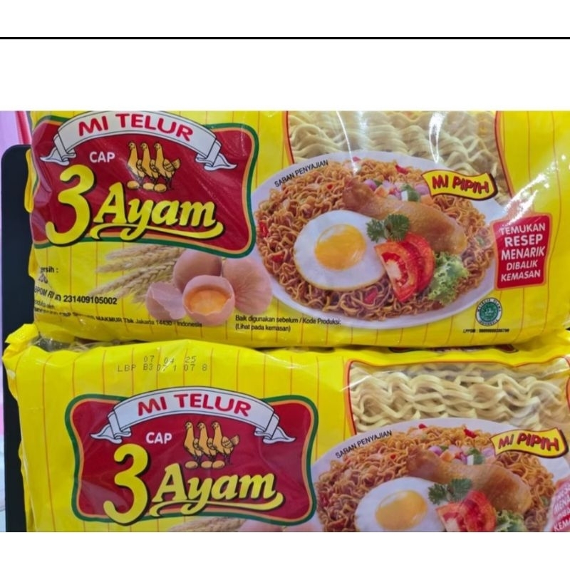 

Mie Telur Cap 3 ayam berat 200 gram