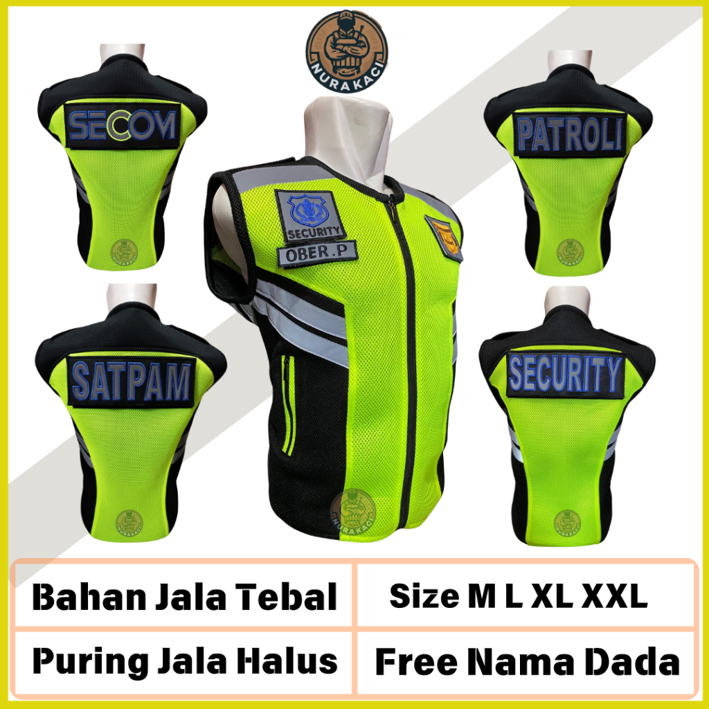 Gratis Nama Dada - Rompi Security Tebal Hijau Terbaru | Rompi Satpam Pria Bahan Tebal Multifungsi