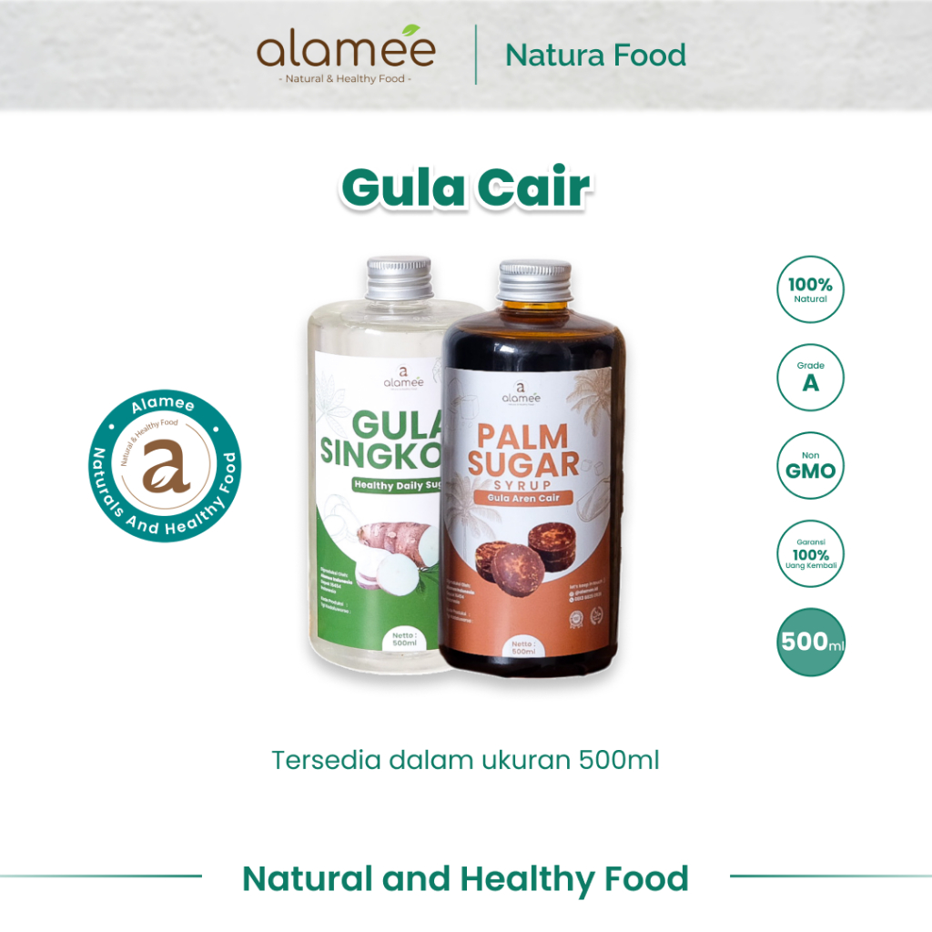 

alamee gula cair 500 ml gula singkong gula aren premium quality murni tanpa bahan tambahan lain