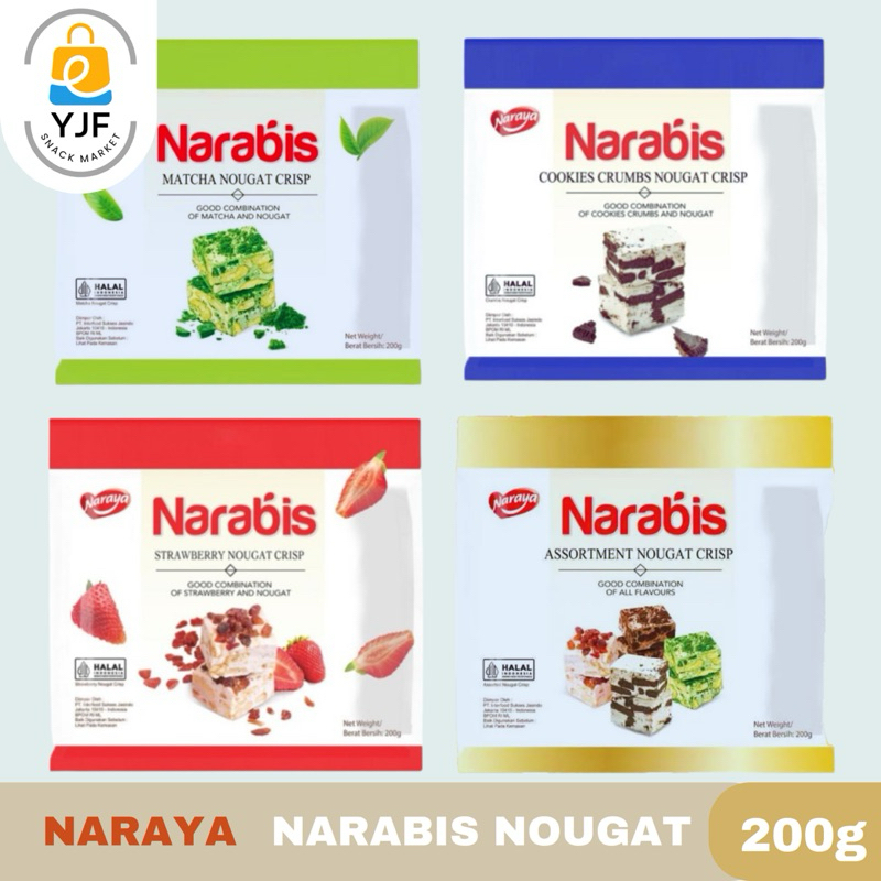 

Naraya Narabis Nougat Crispy / Biskuit Kue Nogat Krispi rasa Strawberry / Cookies & Cream / Matcha - 200g