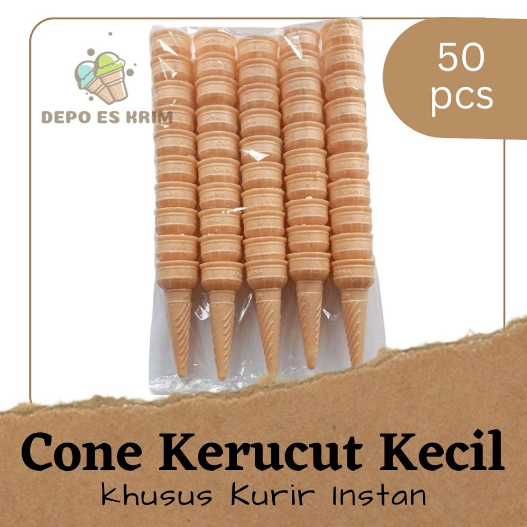 

Cone Kerucut Kecil 45-50 pcs Kurir Instan (krupuk es krim / opak contong corong cuncum ice cream lancip)