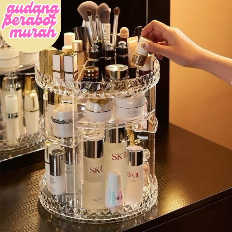 RAK KOSMETIK AKRILIK PUTAR/RAK KOSMETIK ACRILIK PUTAR/RAK KOSMETIK MEJA/RAK MEJA BELAJAR