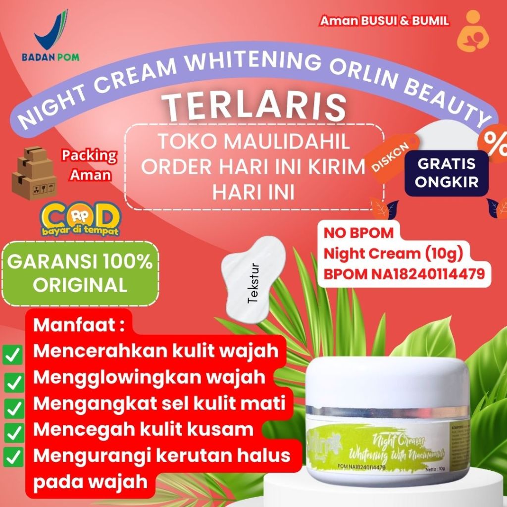 ORLIN BEAUTY/ECER ORLIN BEAUTY/NIGHT CREAM WHITENING WITH NIACINAMIDE ORLIN BEAUTY /ECER BRIGHTENING