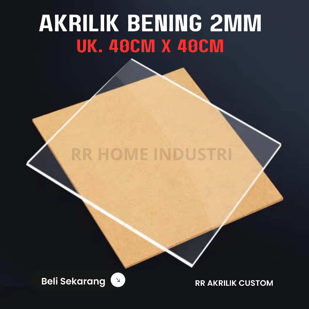

AKRILIK LEMBARAN TEBAL 2 MM BENING UKURAN KOTAK 40CM