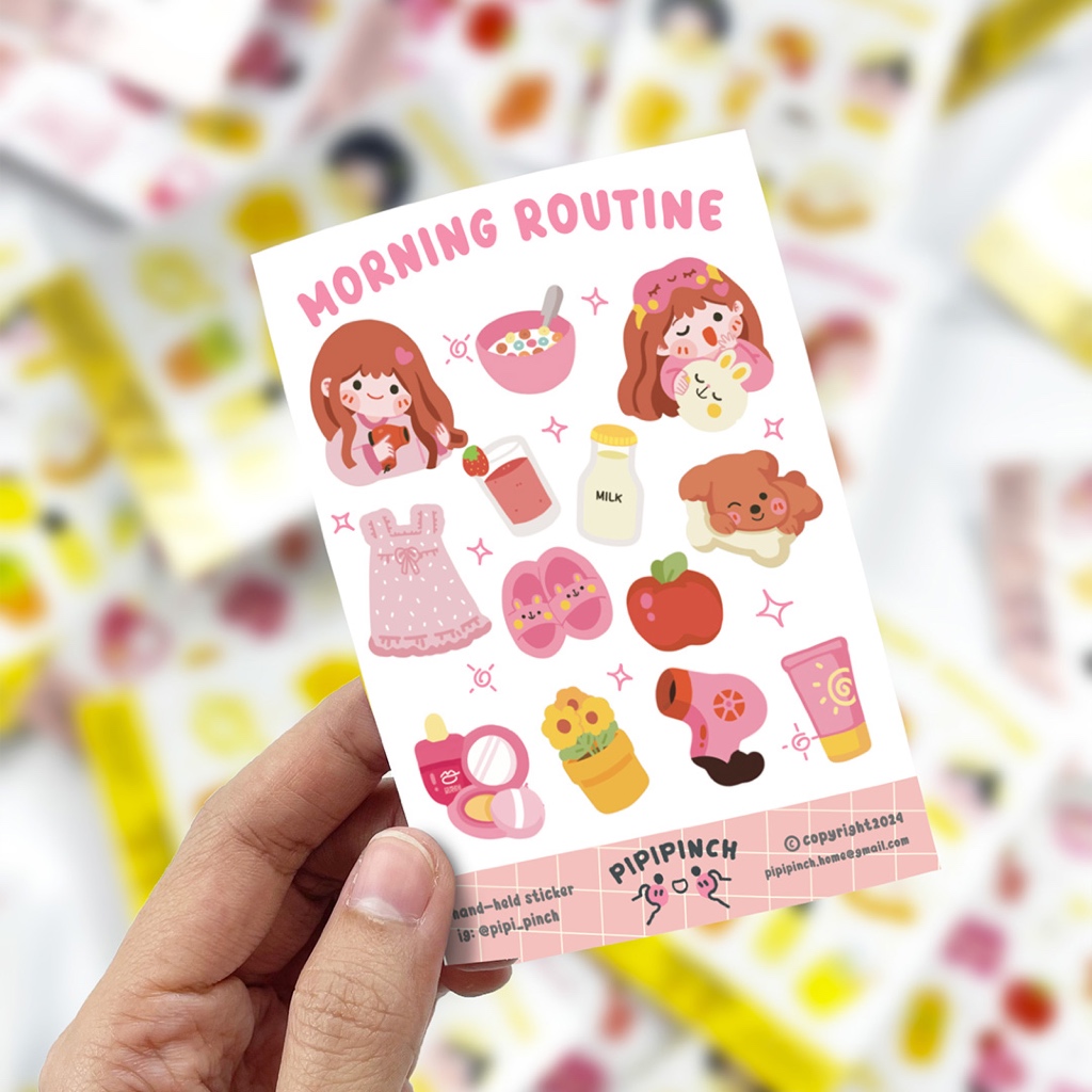 

Sticker Handheld dan Diecut Tema Morning Routine-Pipipinch