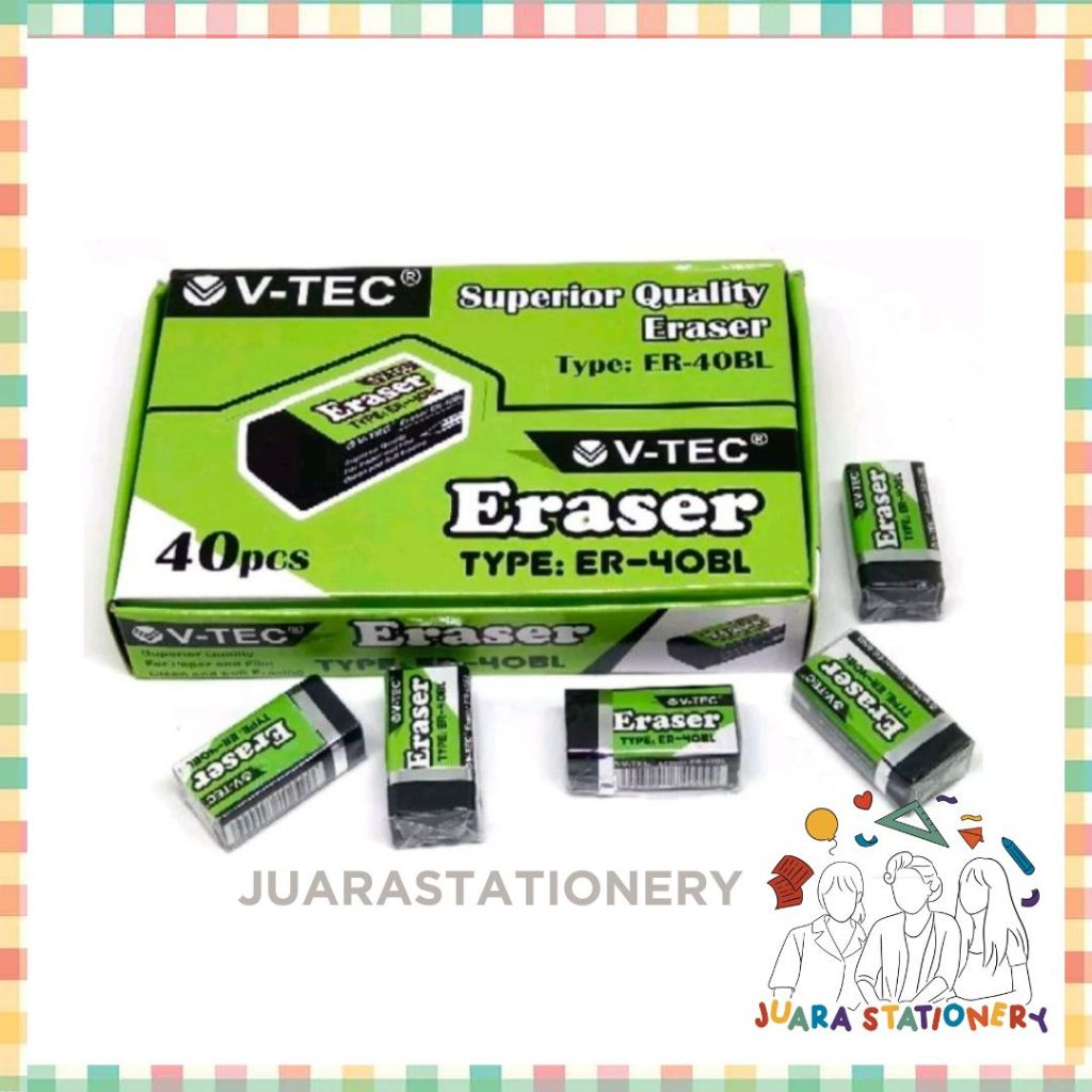 

Penghapus Eraser Hitam Kecil V-tec ER-40BL (967) / Stip / Setip / Penghapus / Eraser