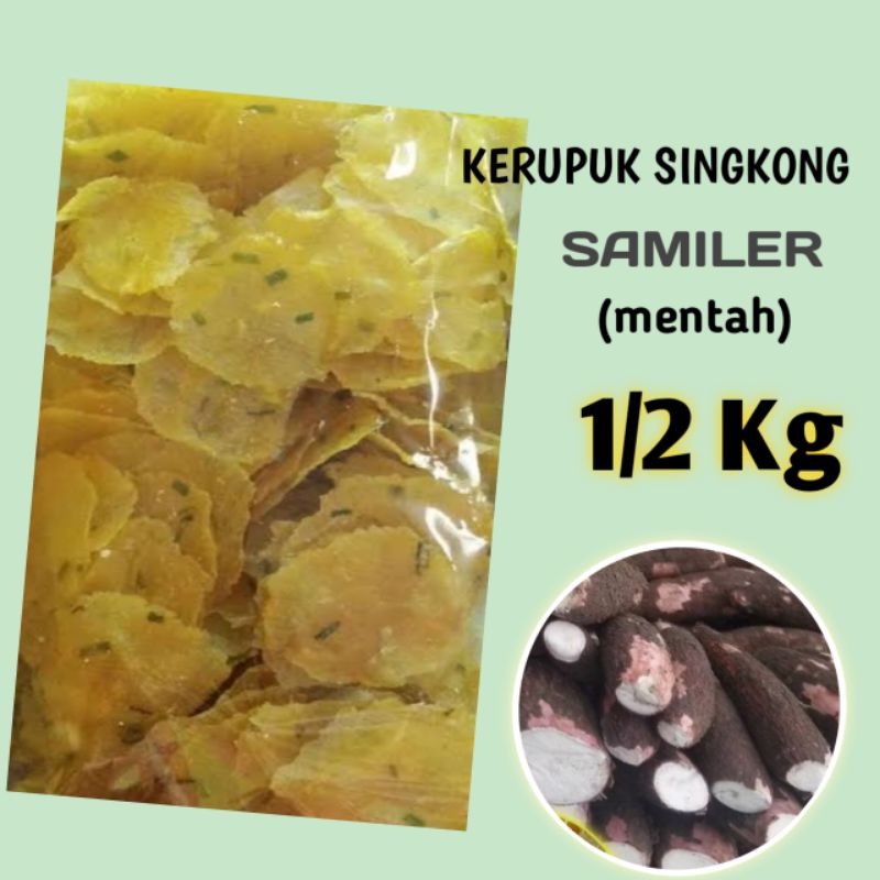 

Kerupuk singkong opak samiler Kecimpring jalepak mentah rasa original gurih 1/2 kilo gram