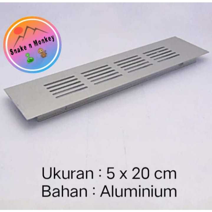 Lubang Hawa Aluminium 5 x 20 cm Silver / Angin Angin Lemari / Saringan Udara...Perbiji
