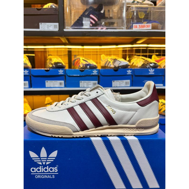 ADIDAS ORIGINALS JEANS WHITE MAROON LEATHER