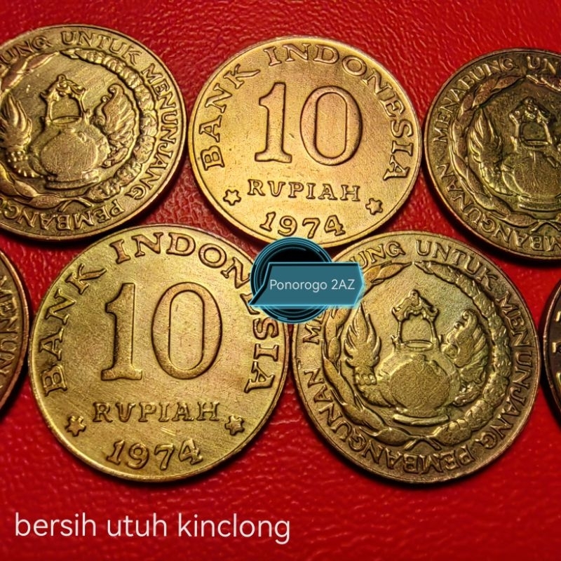 10 rupiah tabanas kuning 1974 mahar kinclong asli