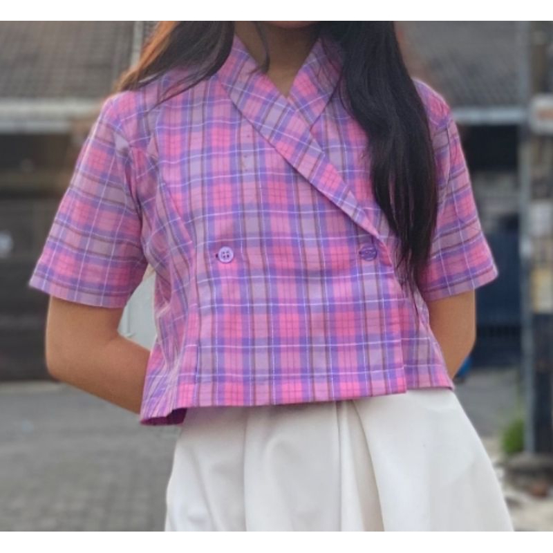 (Preloved) Purple-Pink Top Model Kimono Inspired