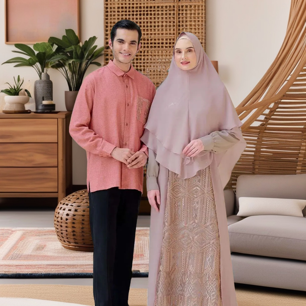 BAJU SARIMBIT KELUARGA HAITWO COUPLE 01 ROSE CHOCO - BROWN / SARIMBIT COUPLE KELUARGA HAITWO KHADIJA