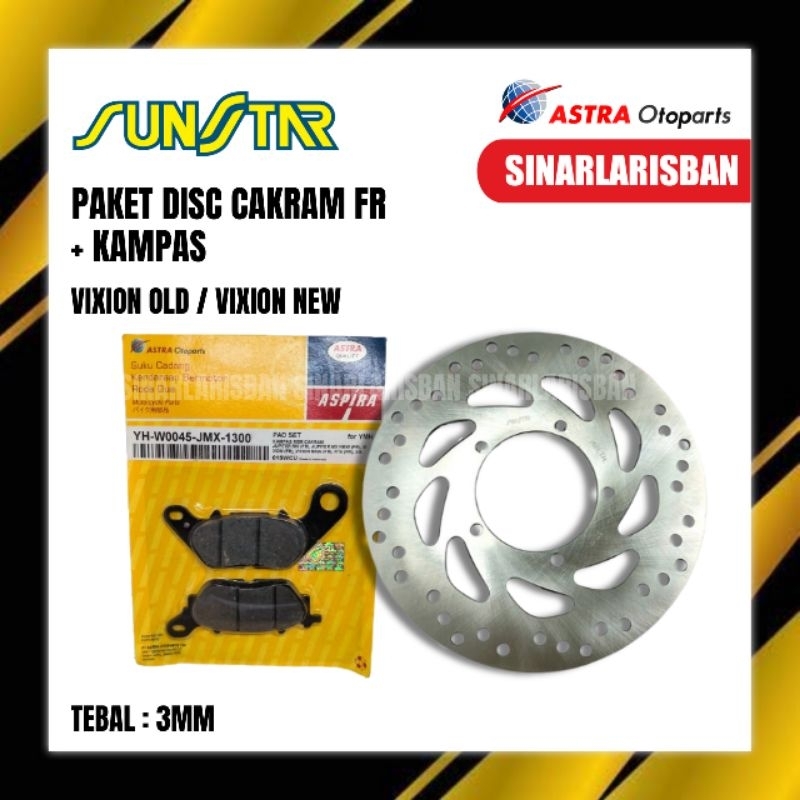 PAKET PIRINGAN DISC CAKRAM DEPAN + KAMPAS VIXION OLD/VIXION NEW SUNSTAR