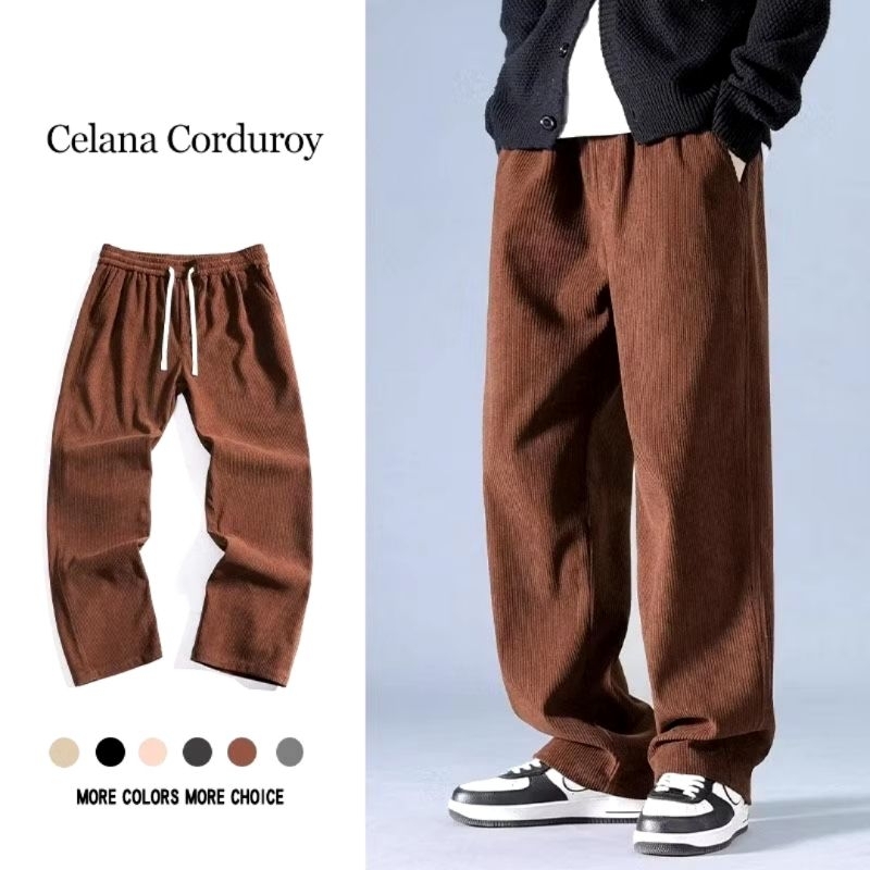 SANGAR.STORE - Celana Corduroy Pria Korea Style Kulot Gombrong