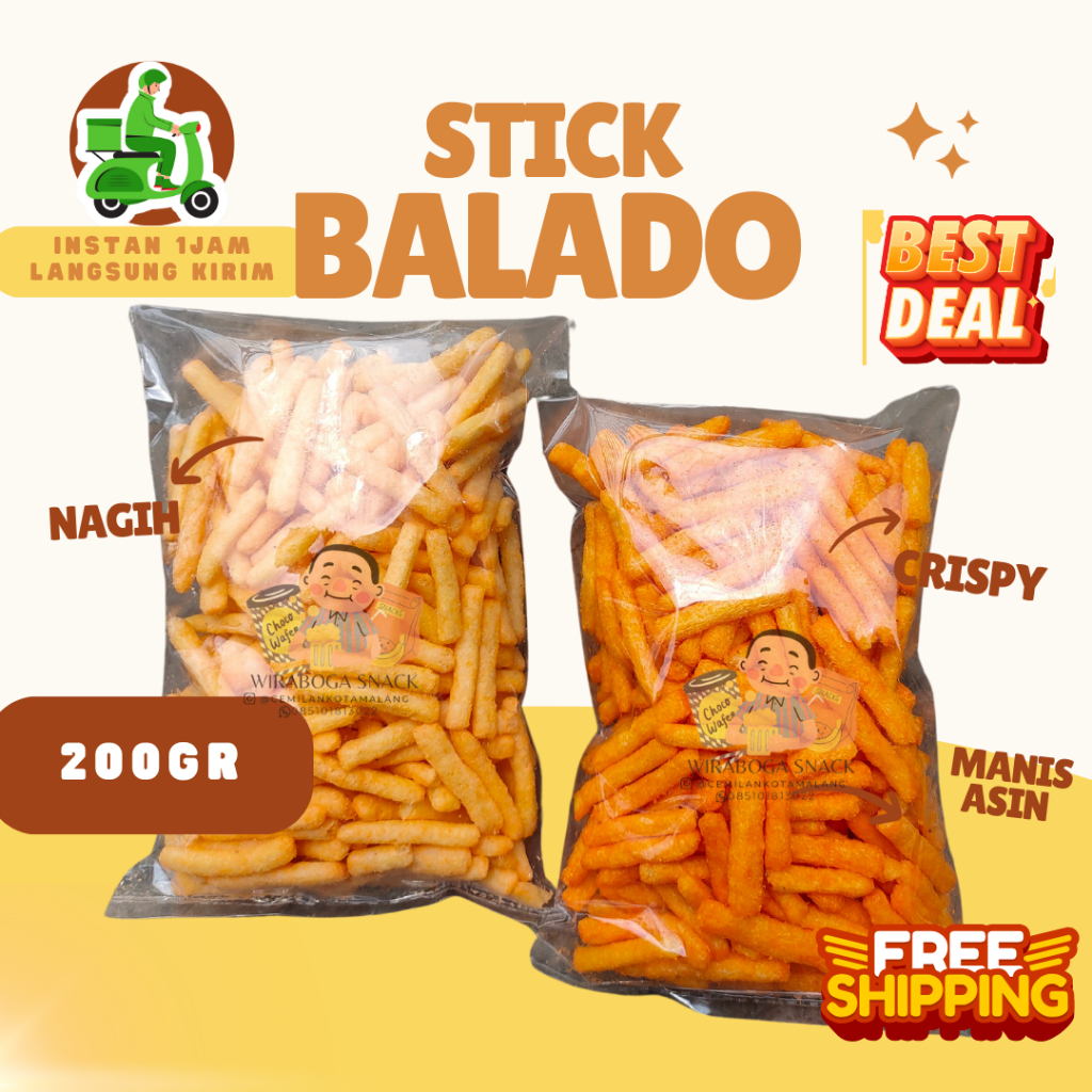 

[KILOAN] STICK BALADO / STICK KEJU 200 GR - SNACK MICIN GARING