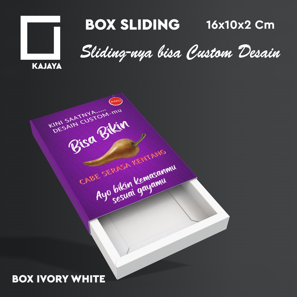 

Box Custom Coklat Desain Ivory 16x10x2 cm Kado Sliding Kertas Kotak Perhiasan Kemasan Souvenir Wedding Aksesori Hijab