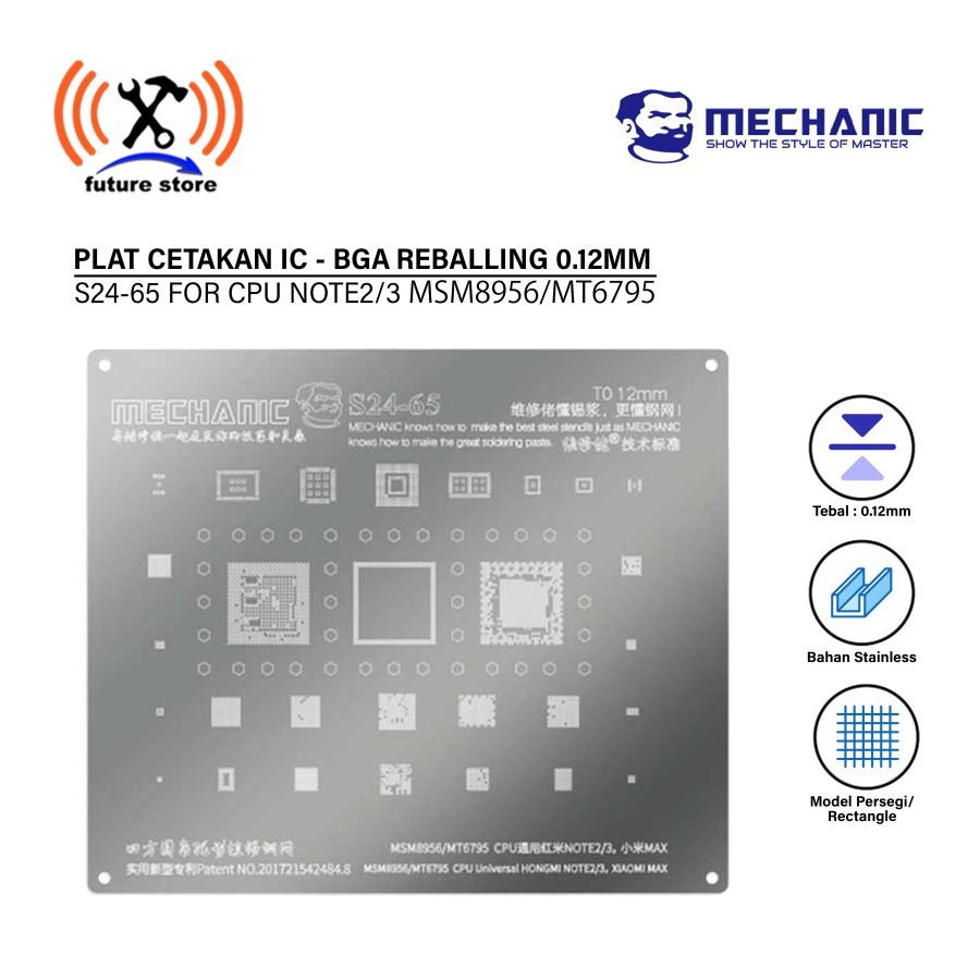 MECHANIC S24-65 CETAKAN IC 0.12MM MSM8956/MT6795 CPU Universal Redmi NOTE2/3/Xiaomi MAX ORIGINAL