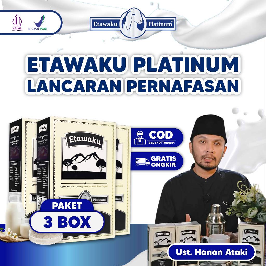 

3 BOX ETAWAKU PLATINUM SUSU ETAWA REDAKAN SESAK NAFAS DAN PERKUAT TULANG 200 gram