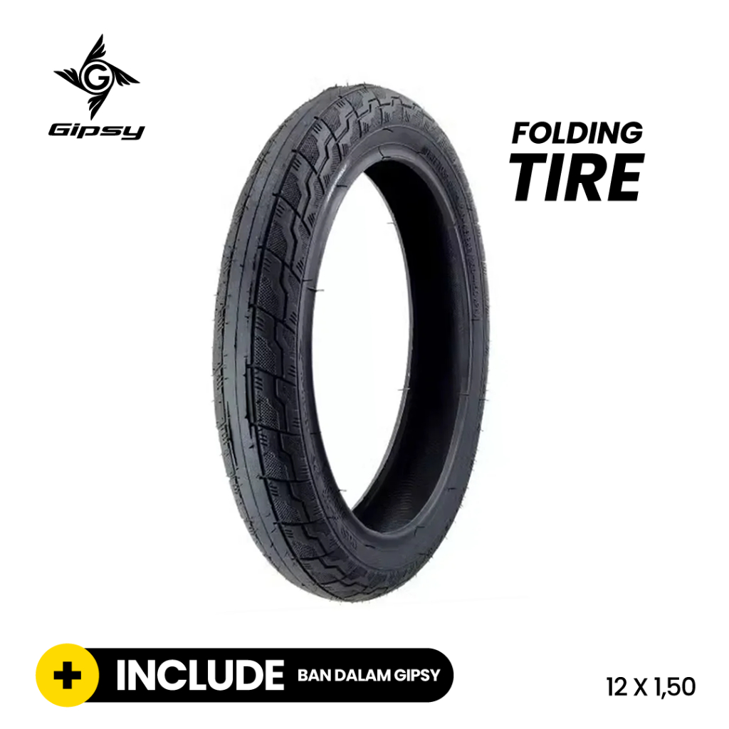 Gipsy G-PRO 1010 FOLDING Tyre For Kid Balance Push Bike 12 X 1.50 - Ban Push Bike - BLACK