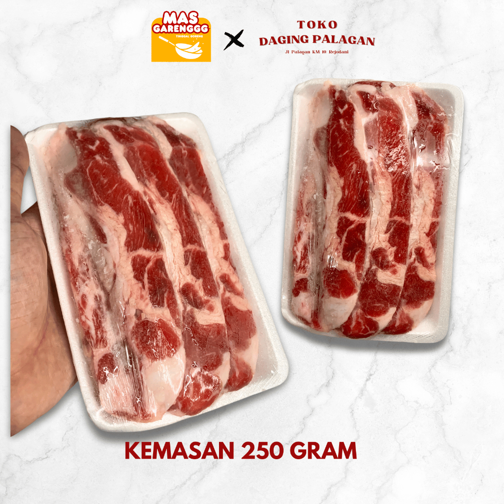 

Daging Slice untuk BBQ Sliced Shortplate Lowfat Wagyu Saikoro Steak Giling Toko Daging Palagan
