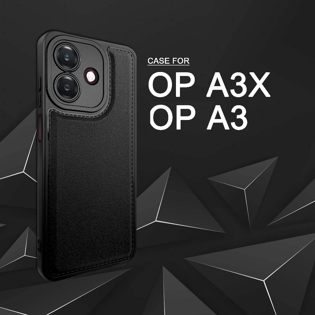 Case Oppo A3X / A3 NFC Softcase PREMIUM LEATHER BLACK CAMERA Protection Casing Oppo A3X / A3 NFC